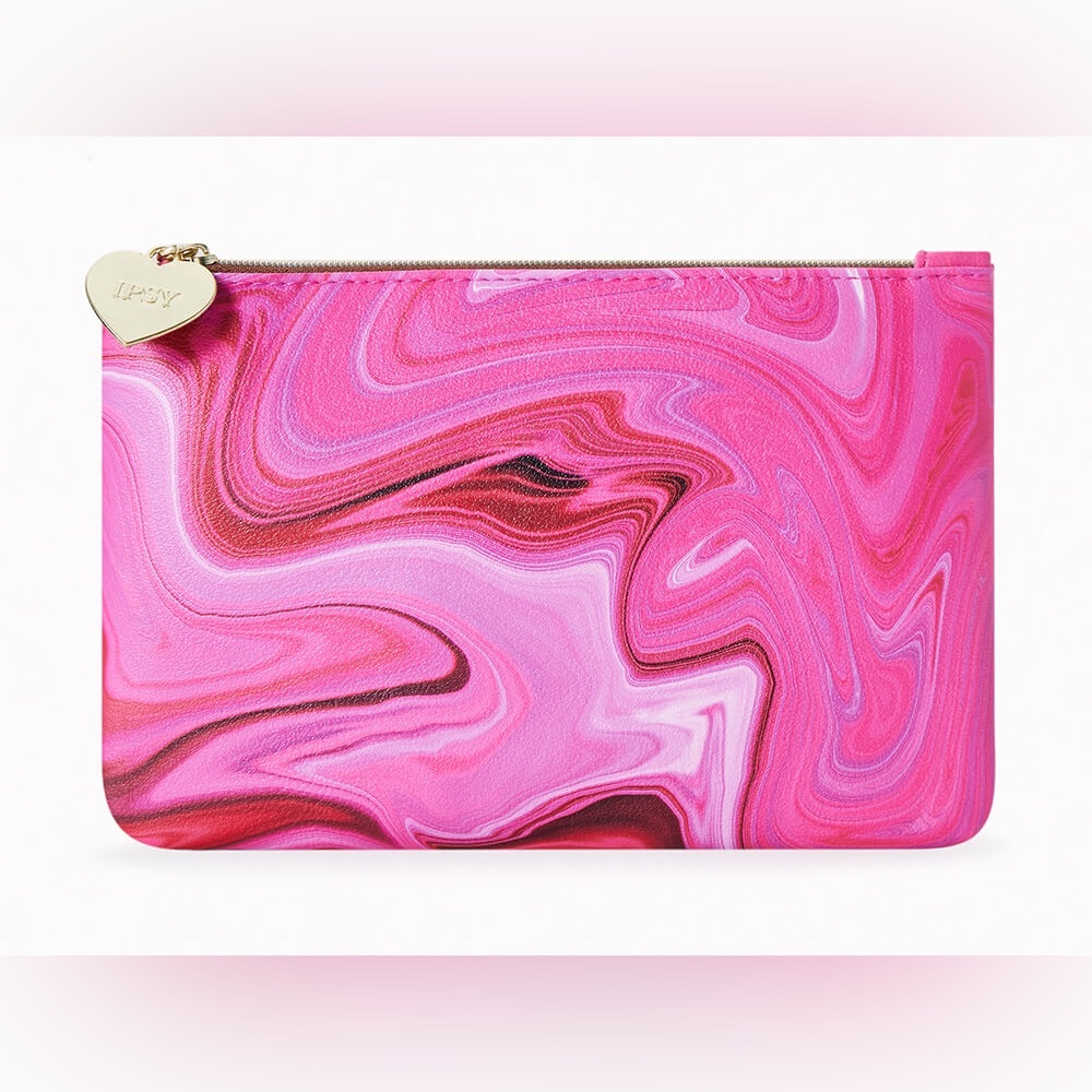 Pink Marbled Swirl Cosmetic Bag | Makeup Travel Pouch |